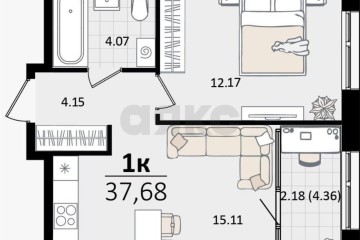 Фото №1: 1-комнатная квартира 37 м² - Краснодар, мкр. жилой квартал Патрики, ул. Сормовская, лит1/3