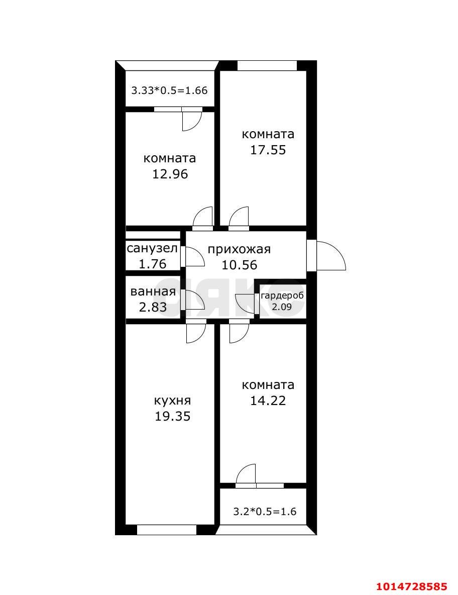 Фото №13: 3-комнатная квартира 85 м² - Краснодар, Камвольно-суконный Комбинат, ул. Магистральная, 11к3