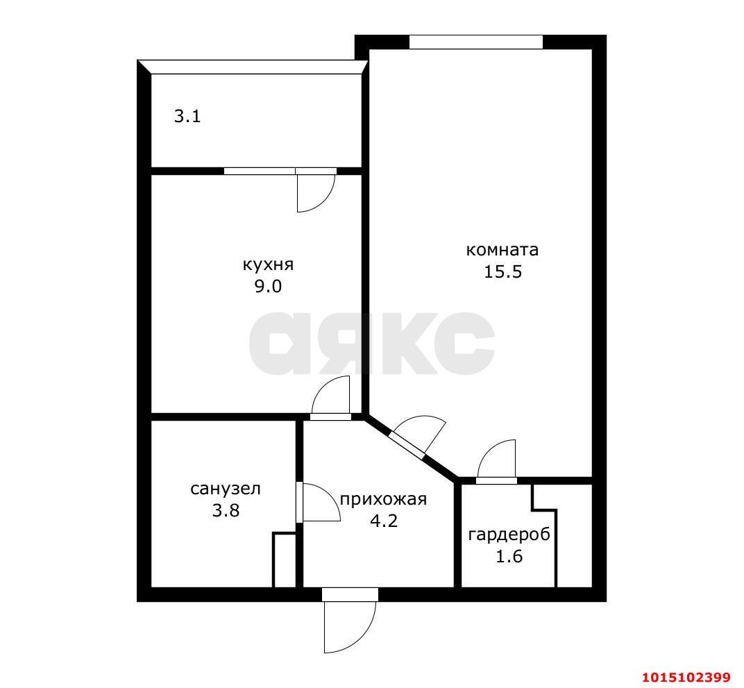 Фото №10: 1-комнатная квартира 36 м² - Краснодар, имени Петра Метальникова, ул. Петра Метальникова, 38