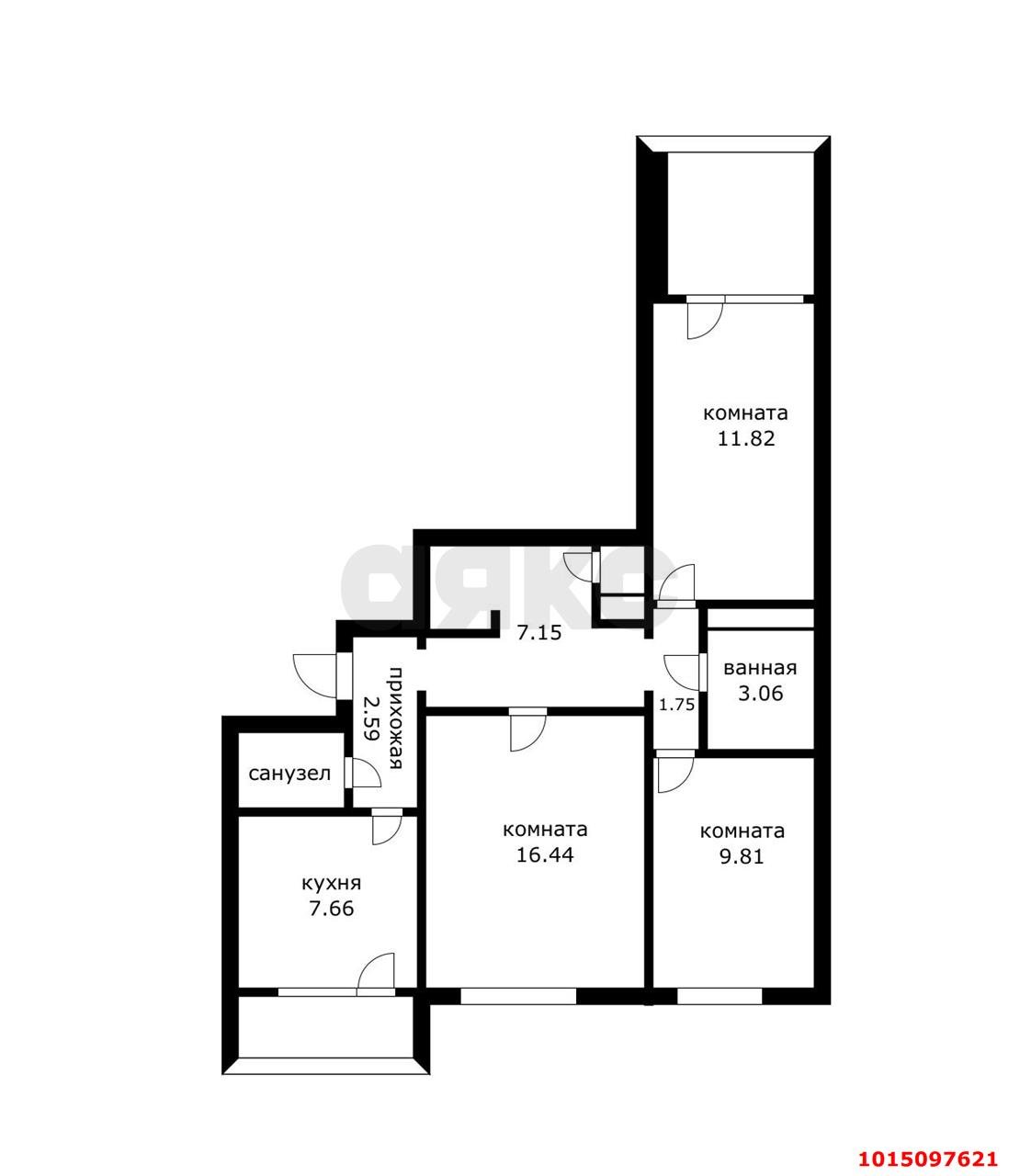Фото №17: 3-комнатная квартира 62 м² - Краснодар, имени Н.И. Вавилова, ул. Вавилова, 16
