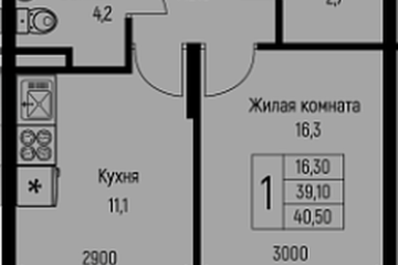Фото №1: 1-комнатная квартира 40 м² - Берёзовый, мкр. Прикубанский внутригородской округ, ул. имени А.Н. Лодыгина, 6лит7