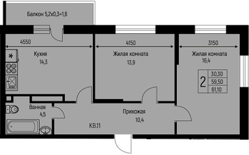 Фото №1: 2-комнатная квартира 61 м² - Берёзовый, Прогресс, жилой комплекс Прогресс, жилой комплекс Нова Вита, мкр. Прикубанский внутригородской округ, ул. имени А.Н. Лодыгина, 6лит7