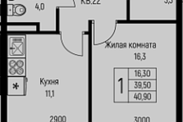 Фото №1: 1-комнатная квартира 40 м² - Берёзовый, мкр. Прикубанский внутригородской округ, ул. имени А.Н. Лодыгина, 6лит7