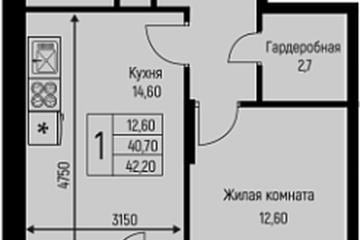 Фото №1: 1-комнатная квартира 42 м² - Берёзовый, мкр. Прикубанский внутригородской округ, ул. имени А.Н. Лодыгина, 6лит7