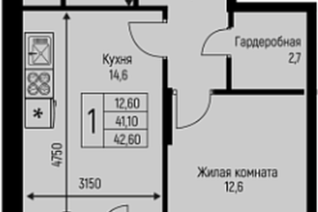 Фото №1: 1-комнатная квартира 42 м² - Берёзовый, мкр. Прикубанский внутригородской округ, ул. имени А.Н. Лодыгина, 6лит7