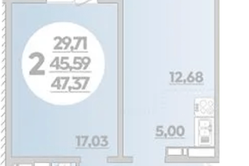 Фото №1: 2-комнатная квартира 47 м² - Краснодар, мкр. жилой комплекс Квартал № 6, 