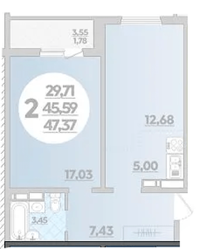Фото №1: 2-комнатная квартира 47 м² - Краснодар, Прикубанский внутригородской округ, Восточный, мкр. жилой комплекс Квартал № 6