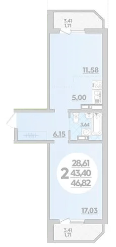 Фото №1: 2-комнатная квартира 46 м² - Краснодар, Прикубанский внутригородской округ, Восточный, мкр. жилой комплекс Квартал № 6