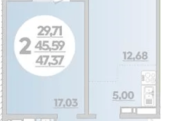Фото №1: 2-комнатная квартира 47 м² - Краснодар, мкр. жилой комплекс Квартал № 6, 
