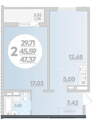 Фото №1: 2-комнатная квартира 47 м² - Краснодар, Прикубанский внутригородской округ, Восточный, мкр. жилой комплекс Квартал № 6