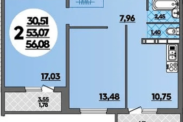 Фото №1: 2-комнатная квартира 56 м² - Краснодар, мкр. жилой комплекс Квартал № 6, 