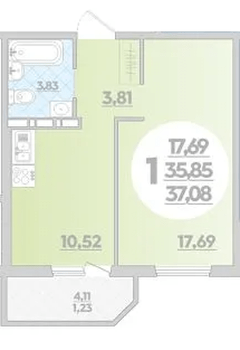 Фото №1: 1-комнатная квартира 37 м² - Краснодар, Прикубанский внутригородской округ, Восточный, мкр. жилой комплекс Квартал № 6