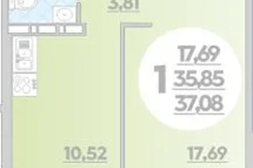 Фото №1: 1-комнатная квартира 37 м² - Краснодар, мкр. жилой комплекс Квартал № 6, 