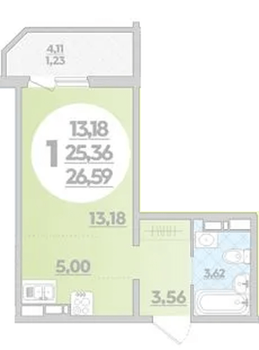 Фото №1: Студия 26 м² - Краснодар, Прикубанский внутригородской округ, Восточный, мкр. жилой комплекс Квартал № 6