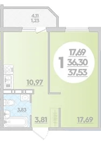 Фото №1: 1-комнатная квартира 37 м² - Краснодар, Прикубанский внутригородской округ, Восточный, мкр. жилой комплекс Квартал № 6