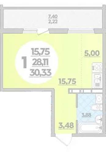 Фото №1: Студия 30 м² - Краснодар, Прикубанский внутригородской округ, Восточный, мкр. жилой комплекс Квартал № 6