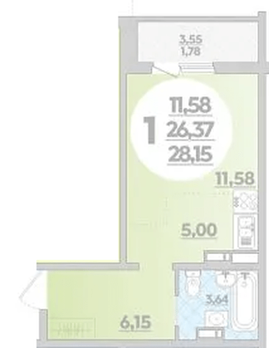 Фото №1: Студия 28 м² - Краснодар, Прикубанский внутригородской округ, Восточный, мкр. жилой комплекс Квартал № 6