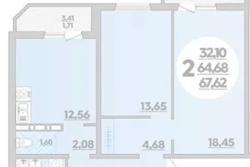 Фото №1: 2-комнатная квартира 67 м² - Краснодар, мкр. жилой комплекс Квартал № 6, 