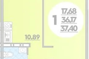 Фото №1: 1-комнатная квартира 37 м² - Краснодар, мкр. жилой комплекс Квартал № 6, 