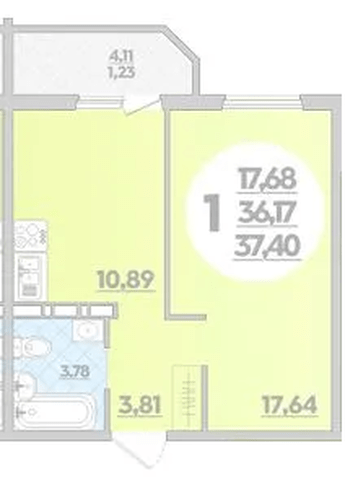 Фото №1: 1-комнатная квартира 37 м² - Краснодар, Прикубанский внутригородской округ, Восточный, мкр. жилой комплекс Квартал № 6