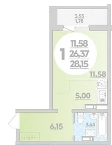 Фото №1: Студия 28 м² - Краснодар, Прикубанский внутригородской округ, Восточный, мкр. жилой комплекс Квартал № 6