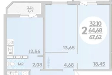 Фото №1: 2-комнатная квартира 67 м² - Краснодар, мкр. жилой комплекс Квартал № 6, 