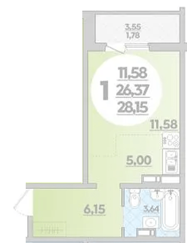 Фото №1: Студия 28 м² - Краснодар, Прикубанский внутригородской округ, Восточный, мкр. жилой комплекс Квартал № 6
