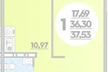 Фото №1: 1-комнатная квартира 37 м² - Краснодар, мкр. жилой комплекс Квартал № 6, 