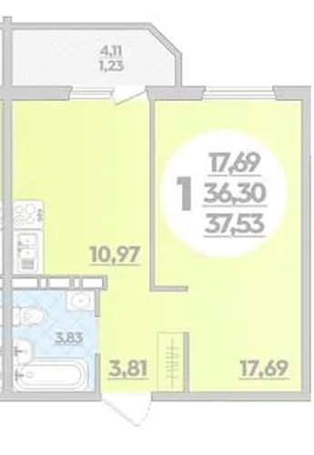 Фото №1: 1-комнатная квартира 37 м² - Краснодар, Прикубанский внутригородской округ, Восточный, мкр. жилой комплекс Квартал № 6