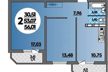 Фото №1: 2-комнатная квартира 56 м² - Краснодар, мкр. жилой комплекс Квартал № 6, 