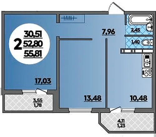 Фото №1: 2-комнатная квартира 55 м² - Краснодар, Прикубанский внутригородской округ, Восточный, мкр. жилой комплекс Квартал № 6