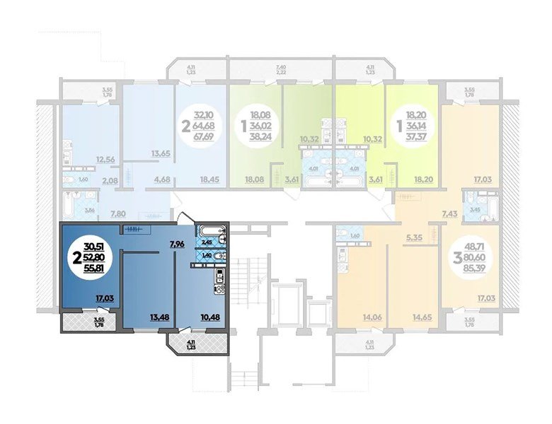 Фото №8: 2-комнатная квартира 55 м² - Краснодар, Прикубанский внутригородской округ, Восточный, мкр. жилой комплекс Квартал № 6