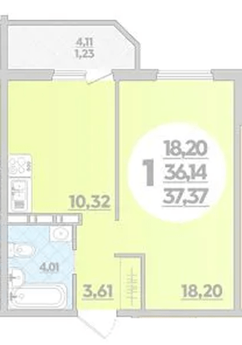 Фото №1: 1-комнатная квартира 37 м² - Краснодар, Прикубанский внутригородской округ, Восточный, мкр. жилой комплекс Квартал № 6