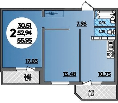 Фото №1: 2-комнатная квартира 56 м² - Краснодар, Прикубанский внутригородской округ, Восточный, мкр. жилой комплекс Квартал № 6