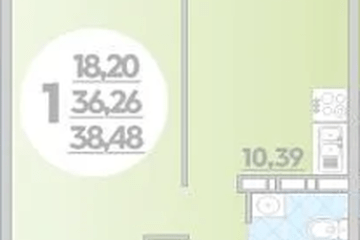 Фото №1: 1-комнатная квартира 38 м² - Краснодар, мкр. жилой комплекс Квартал № 6, 