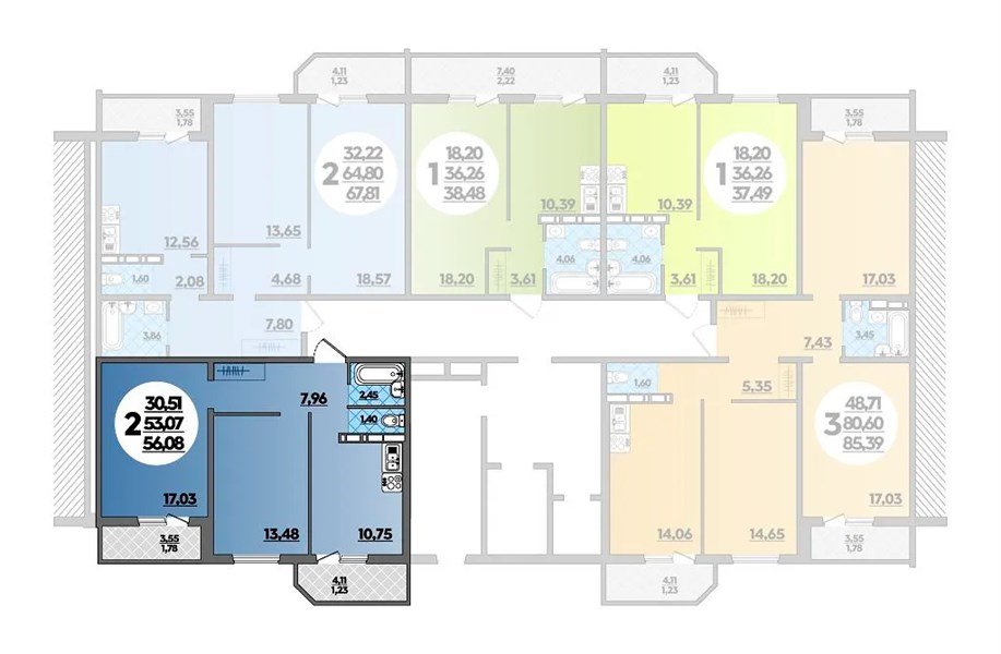 Фото №8: 2-комнатная квартира 56 м² - Краснодар, Прикубанский внутригородской округ, Восточный, мкр. жилой комплекс Квартал № 6