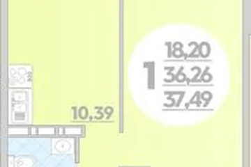 Фото №1: 1-комнатная квартира 37 м² - Краснодар, мкр. жилой комплекс Квартал № 6, 