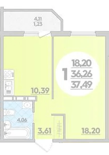 Фото №1: 1-комнатная квартира 37 м² - Краснодар, Прикубанский внутригородской округ, Восточный, мкр. жилой комплекс Квартал № 6