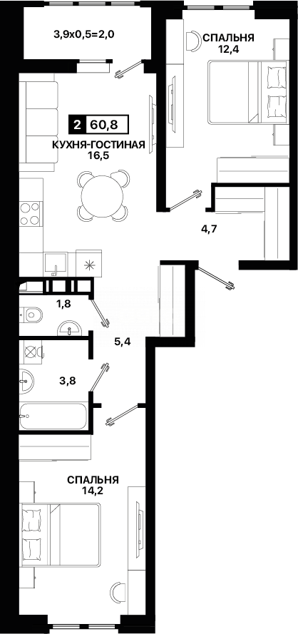 Фото №1: 2-комнатная квартира 60 м² - Мариуполь, Жовтневый, б-р Богдана Хмельницкого, 16