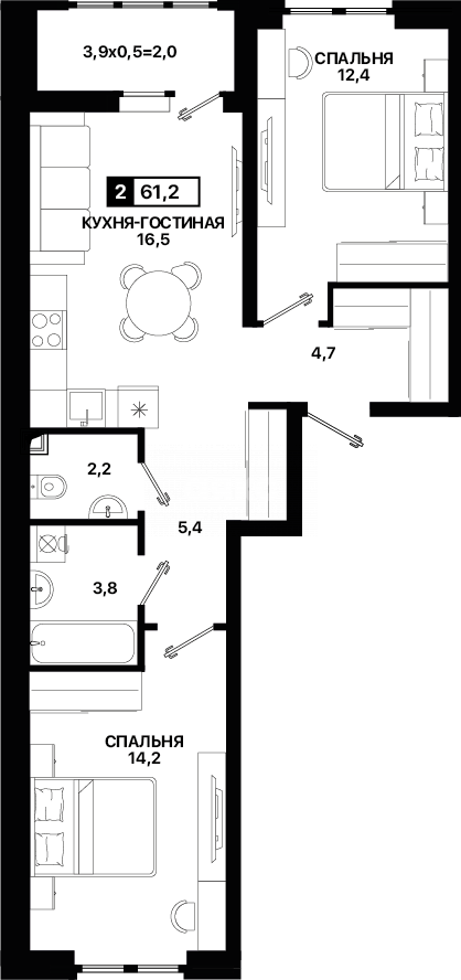 Фото №1: 2-комнатная квартира 61 м² - Мариуполь, Жовтневый, б-р Богдана Хмельницкого, 16