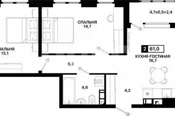 Фото №1: 2-комнатная квартира 61 м² - Мариуполь, мкр. ЖК Аура, б-р Богдана Хмельницкого, 12