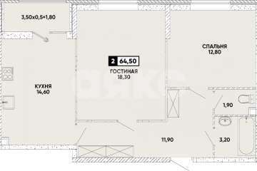 Фото №1: 2-комнатная квартира 64 м² - Мариуполь, мкр. ЖК Резиденция, пр-кт Строителей, 93
