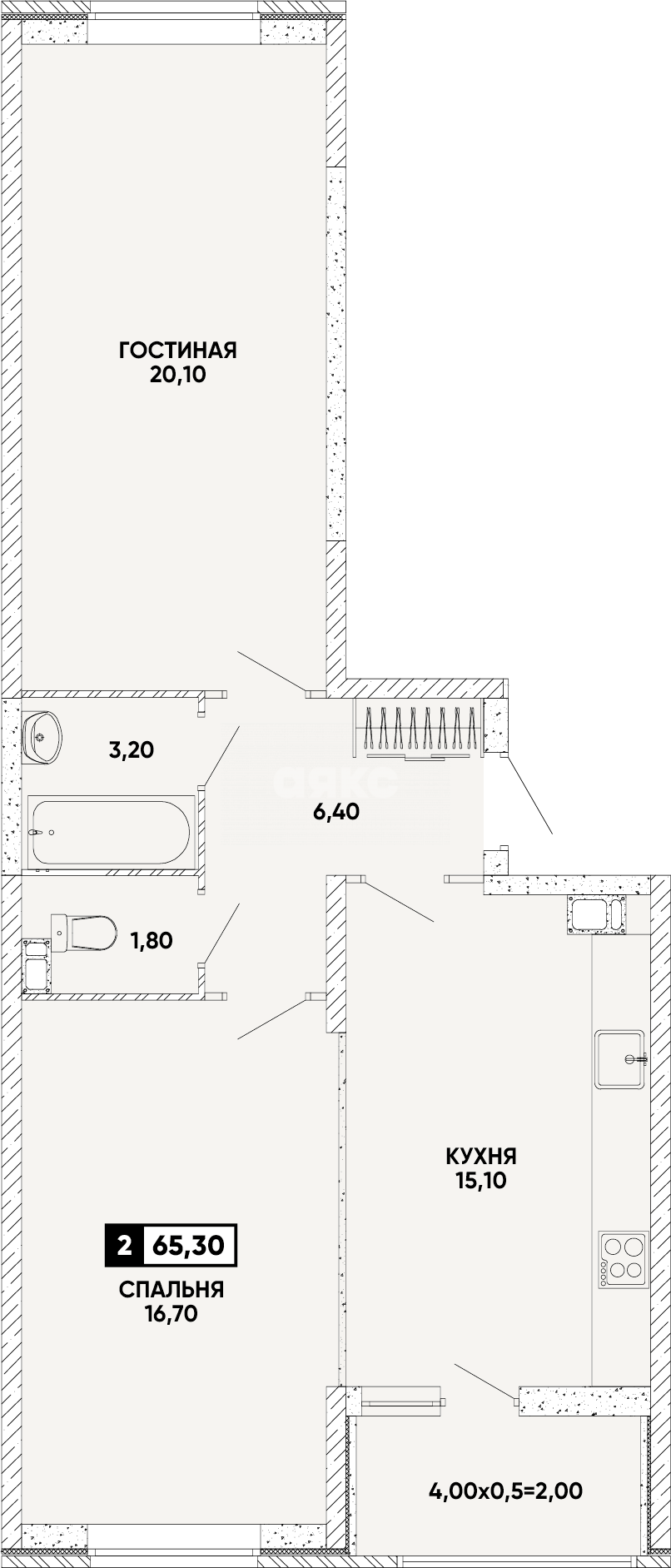 Фото №1: 2-комнатная квартира 65 м² - Мариуполь, ЖК Резиденция, пр-кт Строителей, 93