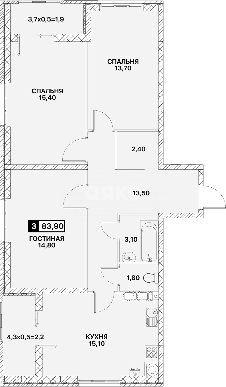 Фото №3: 2-комнатная квартира 56 м² - Мариуполь, ЖК Резиденция II, пр-кт Строителей, 70