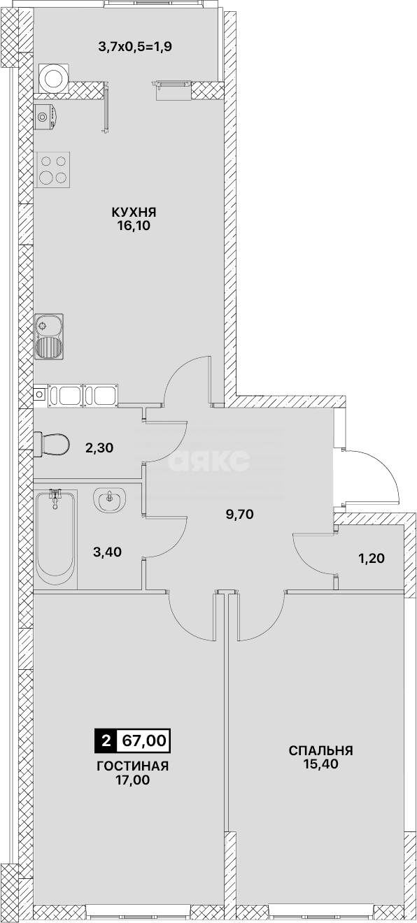 Фото №1: 2-комнатная квартира 67 м² - Мариуполь, ЖК Резиденция II, пр-кт Строителей, 70