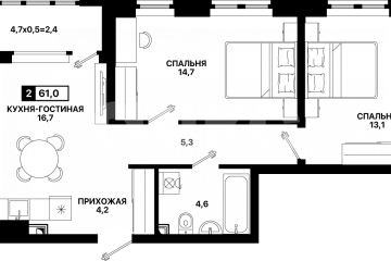 Фото №3: 2-комнатная квартира 61 м² - Мариуполь, мкр. ЖК Резиденция III, ул. Бахчиванджи, 11