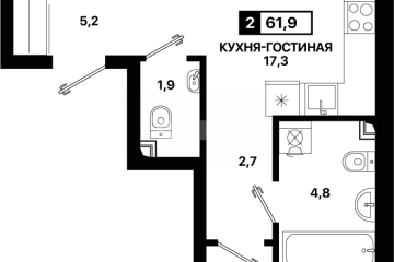 Фото №3: 2-комнатная квартира 61 м² - Мариуполь, мкр. ЖК Резиденция III, ул. Бахчиванджи, 11