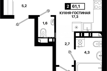 Фото №1: 2-комнатная квартира 61 м² - Мариуполь, мкр. ЖК Резиденция III, ул. Бахчиванджи, 11