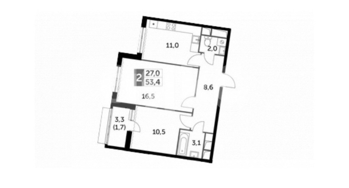 Фото №9: 2-комнатная квартира 53 м² - Развилка, жилой комплекс Римский, пр-д Римский, 15