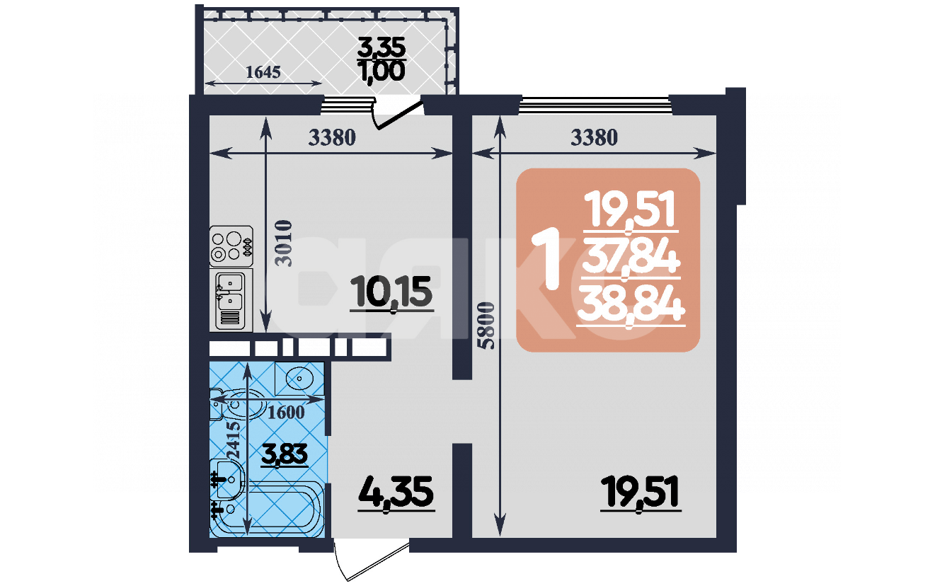 Фото №9: 1-комнатная квартира 38 м² - Мариуполь, Жовтневый, пр-кт Металлургов, 77А